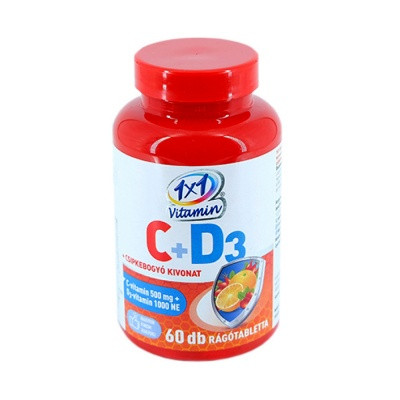 1X1 VITAMIN C-VITAMIN 500MG+D3+CSIPKEBOGYÓ RÁGÓTABLETTA NARANCS 60 DB