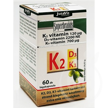 JUTAVIT K2 (120ΜG) + D3 (2200NE) + K1 (700ΜG) VITAMIN LÁGYZSELATIN KAPSZULA 60 DB